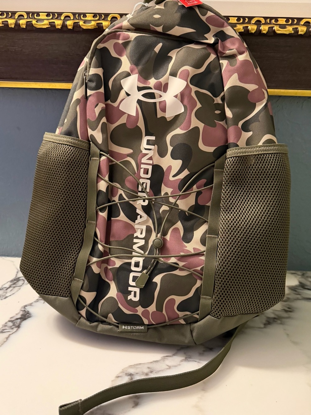 NWT Under Armour Olive and Mauve Camo Backpack